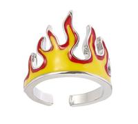 CLISPEED de Fuego Metal Acabado Pulido Alto y Resistente al Óxido Estilo Hip Hop para Hombre Abierto Anillo Adecuado Ocasiones