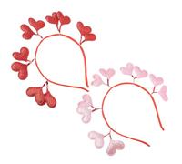 CLISPEED Diadema Corazón Brillante de San Valentín, 2 Piezas Rojo y Rosa, Accesorio Cabello Femenino para Bodas, Fiestas y Cumpleaños, Adorno Romántico para Peinados