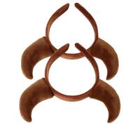 CLISPEED Diadema de Cuernos de Vaca de Felpa Suave Color Marrón Oscuro 2 Piezas para Cosplay y Fiestas de Halloween Accesorio Multifuncional para Disfraz y Lavado Facial