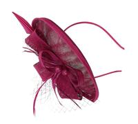 CLISPEED Diadema Velo y Flores de Plumas para Mujer Color Púrpura Rosa Accesorio Cabello para Fiestas y Banquetes Diseño Femenino Elegante