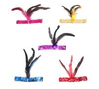 CLISPEED Diademas de Carnaval para Mujer, 5 Piezas Diseño Flapper Años 20 y Plumas en Colores Rojo, Amarillo, Azul, Morado y Fucsia