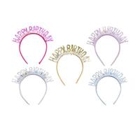 CLISPEED Diademas de Cumpleaños Lentejuelas Multicolor 5 Piezas Oro Plata Azul Rosa Fucsia Accesorios Cabello para Niñas y Mujeres Ideales para Fiestas y Celebraciones