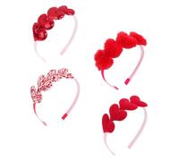 CLISPEED Diademas para Niña Día de San Valentín 4 Piezas Forma de Corazón, Diseño Brillante y Duradero, Accesorio Delicado para Fiestas y Uso Diario