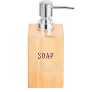 CLISPEED Dispensador de Jabón Líquido de Bambú Botella Recargable para Baño y Hotel Diseño Elegante y Resistente Apto para Jabón de Manos Champú y Gel Ducha sin Fugas y Portátil