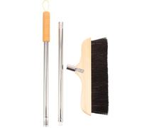 CLISPEED Escoba de Crin de Caballo Cepillo Antiestático y Cerdas Suaves Mango de Acero Inoxidable para Limpiar Alfombras y Suelos de Madera