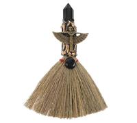 CLISPEED Escoba para Polvo de Mesa Pequeña Cepillo de Palma y Cristal de Negra, Escoba Mágica Artesanal para Uso en Hogar, Oficina y Rituales Esotéricos