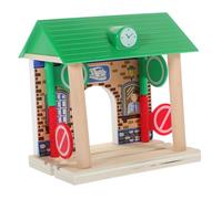 CLISPEED Estación de Tren de Madera Natural para Accesorio de Maqueta Ferroviaria Juguete Educativo de Simulación para Construcción y