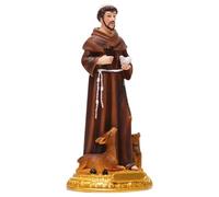 CLISPEED Estatua de Resina San Francisco de Asís, Figura Católica para Decoración de Interiores, Adorno Espiritual de Escritorio y Sala, Diseño Occidental para Hogar y Oficina