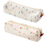 CLISPEED Estuche para Lápices 2 Piezas Pequeño Diseño Floral Bolsa de Papelería Portátil para Niñas en Colores Azul y Rosa Material Duradero Cremallera Organizador para Escuela y