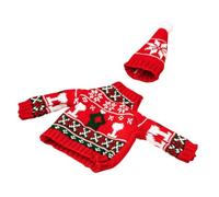 CLISPEED Funda para Botella de Vino Navideña Roja de Punto 1 Pieza Ropa Decorativa Reutilizable para Botellas Pequeñas Adecuado para Decoración de Mesa y Obsequio Festivo