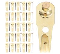 CLISPEED Gancho para Cuadros de Pared Alemán Dorado 30 Juegos Clavo de Cabeza de Cobre Resistente para Colgadores de Fotos y Marcos, Carga Fuerte, Adecuado para Decoración y Montaje