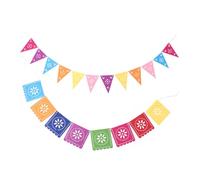 CLISPEED Guirnalda de Banderines para Fiestas Mexicanas de Fieltro Colorido Set de 2 Juegos Triángulos y Cuadrados A4 Decoraciones para Fiestas Temáticas Mexicanas y Cumpleaños