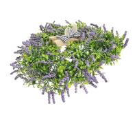 CLISPEED Guirnalda de Flores Artificiales en Forma de Corazón Grande, Decorativa de Lavanda y Hojas de Plástico para Puerta Principal, Decoración de Fiesta y Bienvenida, Ambiente Festivo