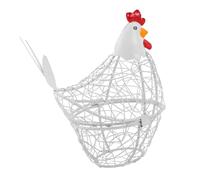 CLISPEED Huevera de Hierro Blanca con Tapa en Forma de Gallina Cesta para Huevos de Encimera 17X9X19 CM Organizador de Cocina Ventilado y Resistente para Almacenamiento Multifuncional