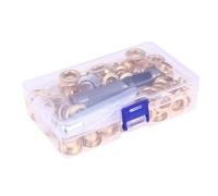 CLISPEED Juego de 100 Kit de Ojales de Latón con Diámetro Interior de 6mm, Portátil Caja de Almacenamiento para Manualidades, Ropa, Tiendas y Lonas