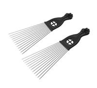 CLISPEED Juego de 2 Peines de Aguja de Acero Púas Anchas en Forma de Abanico para Cabello Rizado, Peineta Metálica Profesional para Peluquería y Cuidado del Cuero Cabelludo, Uso Adulto