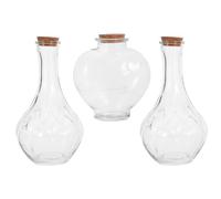 CLISPEED Juego de 3 Frascos de Vidrio Tapa de Corcho para Ritual de Arena en Bodas, Botellas Forma de Corazón para Ceremonia y Recuerdos de Matrimonio