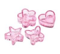 CLISPEED Juego de 4 Vasos para Uñas Acrílicas de Vidrio Rosa Diseños de Flor Corazón y Estrella Cuencos para Manicura y Esmalte Acrílico Accesorios para Uñas Profesionales