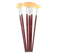 CLISPEED Juego de 6 Pinceles Abanico para Pintura Acrílica Mango de Madera y Cerdas de Nylon, Fácil de Limpiar y Buena Absorción, Adecuado para Obsequio o Pintura Artística