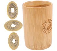 CLISPEED Juego De Adivinación De Bambú Monedas De Cobre, Mini Cubo Ajustable para Estudios De i Ching, Herramientas De Fortune para Uso Hogar, Templo y Oficina, Set De 1 Unidad