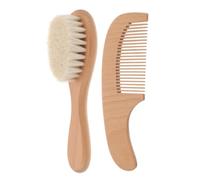 CLISPEED Juego de Cepillos para Bebés Cepillo Suave para Lavado Mango de Madera y Peine para Cabello y Cuidado Delicado Adecuado para Baby Showers