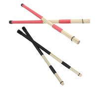 CLISPEED Juego de Escobillas para Batería de Jazz 2 Pares Rojo y Negro Baquetas de Bambú para Práctica y Enseñanza Accesorios de Percusión para Bateristas Sonido Suave y Controlado