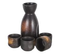 CLISPEED Juego de Sake Japonés Cerámica Grande Color Amarillo Jade 1 Decantador Tokkuri y 4 Vasos Ochoko para Servir Sake Caliente en Casa y Restaurante