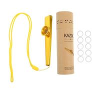 CLISPEED Kazoo de Metal Profesional con Diafragmas para Flauta Instrumento Musical para Adultos y Principiantes Incluye Kazoo Dorado con Cuerda y Tubo para Práctica y Familia