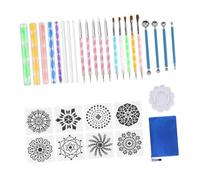 CLISPEED Kit de Herramientas para Pintar Mandalas 32 Piezas, Pinceles Acrílicos y Plantillas para Piedras, Fácil de Limpiar, Adecuado para Arte DIY y Pintura Familiar