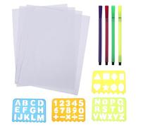 CLISPEED Kit de Plantillas de Letras y Números de Plástico para Decoración Colegio, Regla Resistente al Agua Desgaste, Herramienta Educativa para Estudiantes y Niños