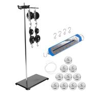 CLISPEED Kit de Poleas para Experimentos de Física Soporte Ajustable, Herramienta de Enseñanza Multifuncional de Plástico y Hierro para Aulas de Secundaria
