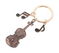 CLISPEED Llavero Vintage de Aleación Dije de Violín y Nota Musical Diseño Retro en Color Rojo Cobre y Negro Llavero Portátil para Regalos a Amantes Música y Eventos Musicales
