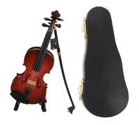 CLISPEED Mini Adorno de Violín de Madera Hecho a Mano de Violín Miniatura Decorativo para Oficina Hogar y Fiestas con Estuche y Púa
