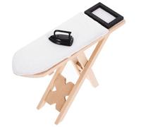 CLISPEED Mini Mesa de Planchar en Miniatura para Casas de Muñecas, Kit de 2 Piezas Plancha y Tabla, Madera Creativa en Color Negro, Decoración Realista y Juguetes, Muebles Miniatura