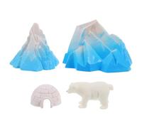 CLISPEED Modelo de iglú realista con figuras de animales árticos en miniatura y oso polar para decoración de micropaisajes para exhibiciones temáticas de invierno, juego de animales árticos