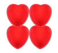 CLISPEED Molde para Pastel de Silicona Diseño Plegable y Antiadherente en Forma de Corazón, 4 Piezas para Hornear en San Valentín en Cafés y Hacer Chocolates