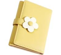 CLISPEED Monedero Plegable de Piel PU para Estudiantes Diseño de Flores, Estilo Coreano Simple, Portátil y Funcional para Niñas en Casa U Oficina