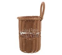 CLISPEED Organizador de Cubiertos Tejido a Mano Marrón Grande, Cesta Colgante para Utensilios de Cocina, Cesta Tejida Ventilada 17,5 X 13,5 Cm para Almacenamiento en Pared