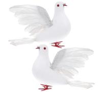 CLISPEED Pájaros artificiales para decoración de bodas, 2 piezas de adornos de pluma blanca y espuma y diseño volador realista, arreglo floral, accesorios para el hogar