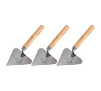 CLISPEED Paleta Triangular de Albañilería de Acero Inoxidable con Mango de Madera Natural, Juego de 3 Piezas para Enyesar, Aplicar Cemento y Trabajos de Construcción Manual