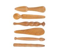 CLISPEED Palos de Masaje Corporal Diseño Multifuncional Juego de 6 Gua Sha de Madera Natural, Herramienta para Esculpir Rostro y Raspar Músculos para Masaje Facial, Espalda y Cuello