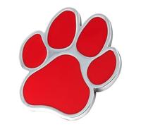 CLISPEED Pegatina de Metal para Coche Forma de Huella de Pata de Perro Adhesivo Resistente y Duradero Diseño Creativo en Color Rojo Plateado Decoración Exterior Automotor para
