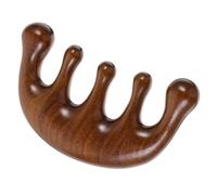 CLISPEED Peine de Masaje Corporal Artesanal de Madera de Sándalo Dorado, 5 Dientes Redondeados, Herramienta Relajante Muscular para Cuidado del Cabello y Estimulación de Circulación