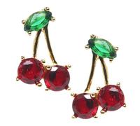 CLISPEED Pendientes Cereza Rojos con Circonita para Mujer y Duraderos Joyería Estética y Moderna para Adolescentes para Fiestas y Diario