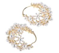 CLISPEED Pendientes De Perlas Huecas Para Mujer Joyería Geométrica De Estilo Francés Elegantes Aros Gruesos Pendientes Colgantes De Falsa Para Bodas y Ocasiones Especiales