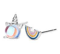 CLISPEED Pendientes de Unicornio Asimétricos para Mujer y Niña Joyas de Arcoíris en Piedra Lunar Ligeros y Duraderos Ideales para Fiestas y Uso Diario