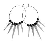 CLISPEED Pendientes Grandes de Aro Remaches Punk para Mujer Pendientes Colgantes Geométricos de Aleación de Círculo Grande para Moda Urbana y Estilo Hip-hop