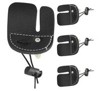 CLISPEED Protector de Dedos para Recurvo 4 Piezas Doble Capa Ajustable de Cuero Sintético Negro Antideslizante Protección para Entrenamiento y Competición al Aire Libre