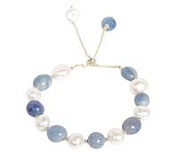CLISPEED Pulsera de Perlas Naturales Azul Tamaño Ajustable, Pulsera de Joyería para Graduaciones y Eventos, Accesorio de Moda para Muñeca