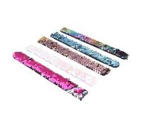 CLISPEED Pulseras De Sirena Lentejuelas Para Niños, 5 Piezas De Colores Surtidos, Bandas De Bofetadas Creativas Para Fiestas y Juegos Infantiles